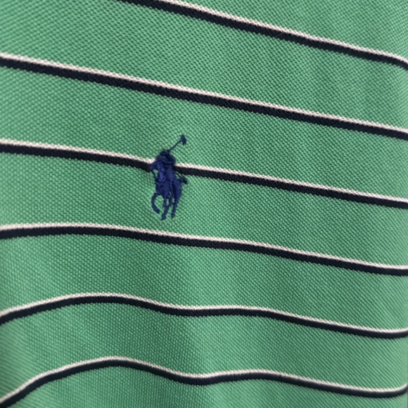Polo Ralph Lauren - Large - Green Striped Collared Shirt - Picture 2 of 4
